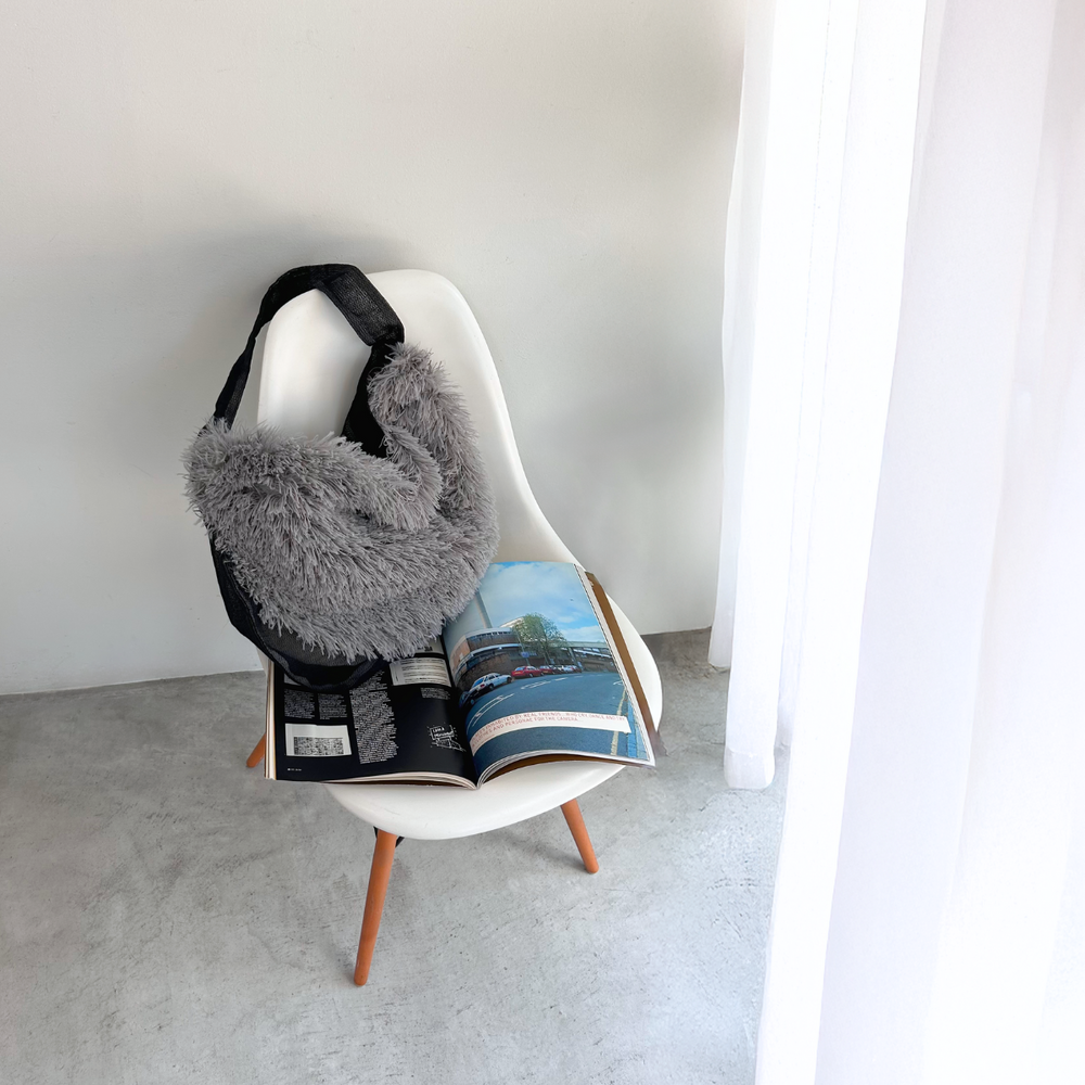 AMPER メッシュ＆ファー ワンショルダーバッグ