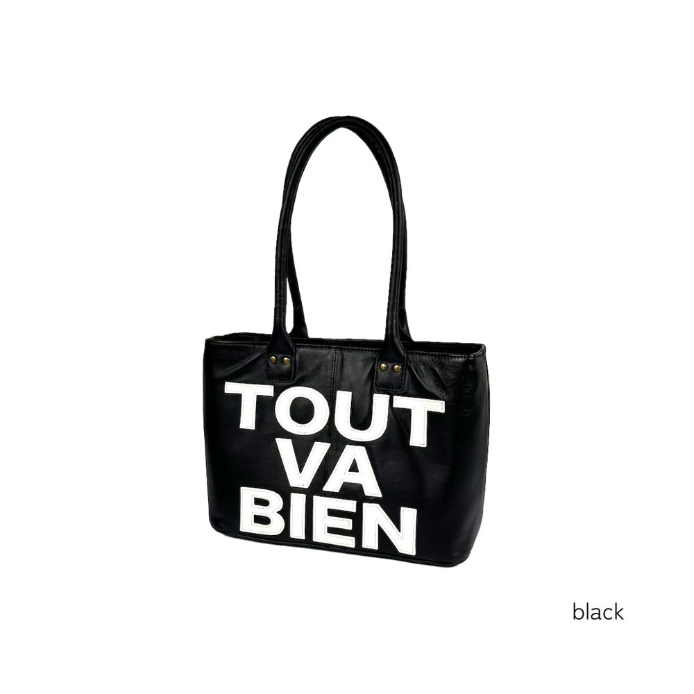 AMPER ロゴ刺繍 レザートートバッグ M