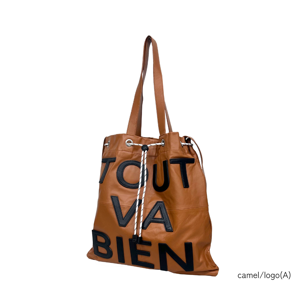 AMPER ロゴ刺繍 レザートートバッグ