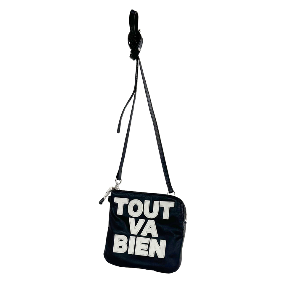 AMPER ロゴ刺繍 レザーポシェット